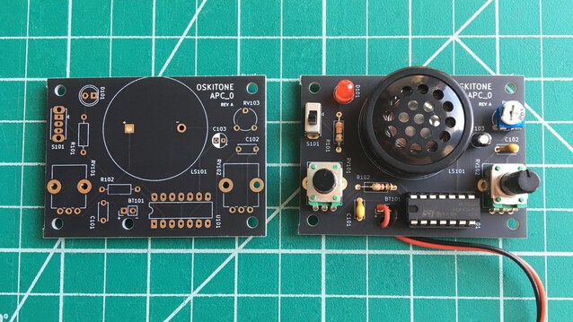 The final APC PCB, shown blank and fully soldered