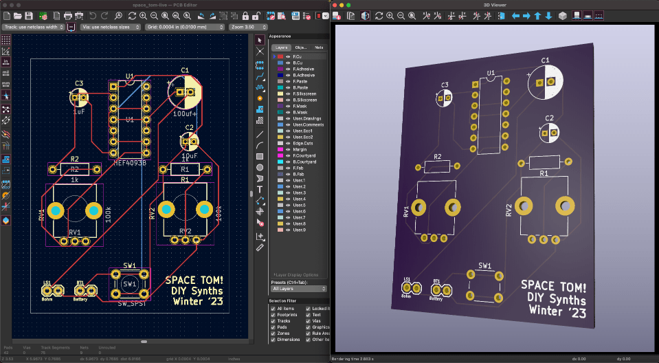 Space Tom PCB in Kicad